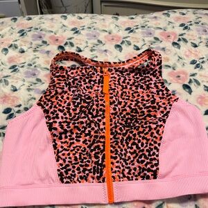 Fabletics Vibrant Pink and Orange Leopard Bikini Top